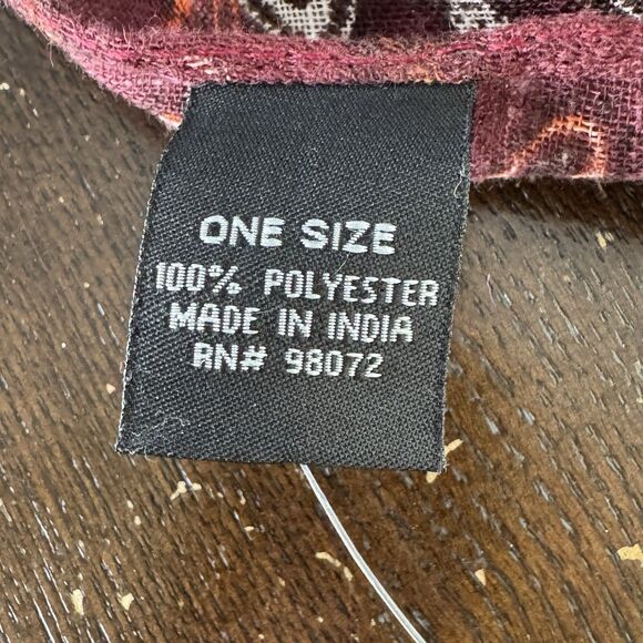 Cejon Large Red & White Scarf 77”x37” Rectangular Burgundy Shawl Polyester Wrap - Picture 6 of 7